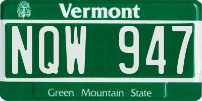 VT license plate NQW947