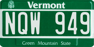 VT license plate NQW949