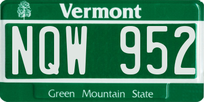 VT license plate NQW952