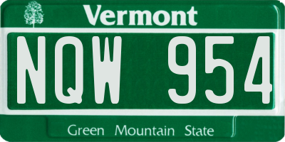 VT license plate NQW954
