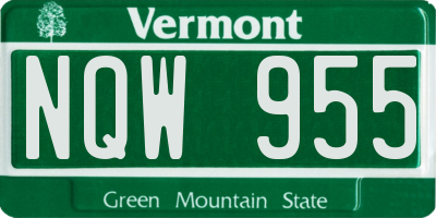 VT license plate NQW955