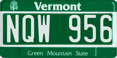 VT license plate NQW956