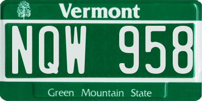 VT license plate NQW958