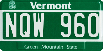 VT license plate NQW960