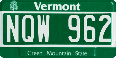 VT license plate NQW962