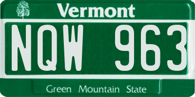 VT license plate NQW963