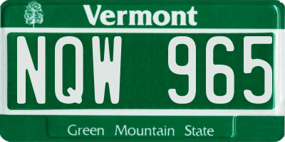 VT license plate NQW965