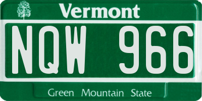 VT license plate NQW966