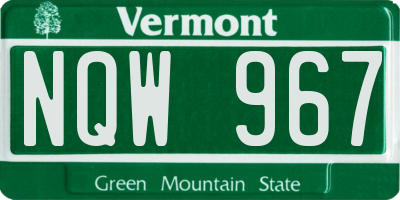 VT license plate NQW967