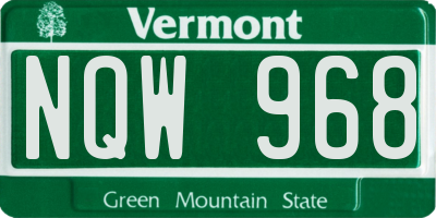 VT license plate NQW968