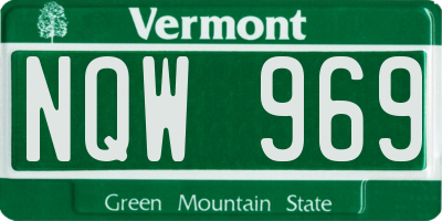 VT license plate NQW969