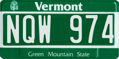 VT license plate NQW974