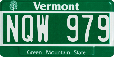 VT license plate NQW979