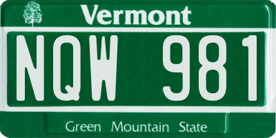 VT license plate NQW981