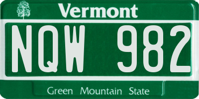 VT license plate NQW982