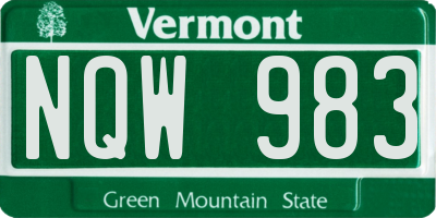 VT license plate NQW983