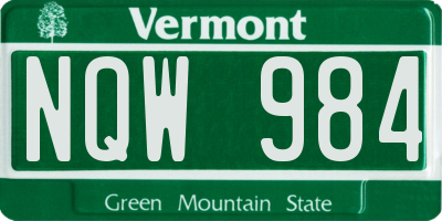 VT license plate NQW984