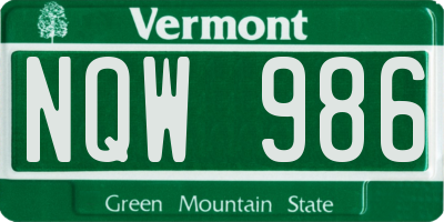 VT license plate NQW986