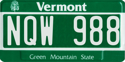 VT license plate NQW988
