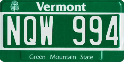 VT license plate NQW994