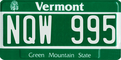 VT license plate NQW995