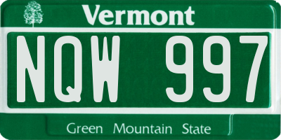 VT license plate NQW997