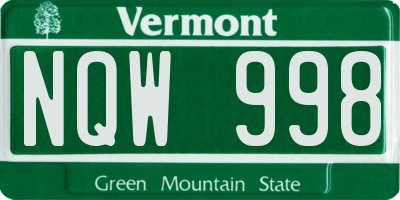 VT license plate NQW998