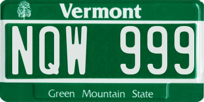VT license plate NQW999