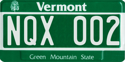 VT license plate NQX002