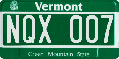 VT license plate NQX007