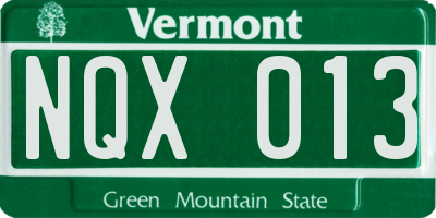 VT license plate NQX013
