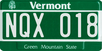VT license plate NQX018