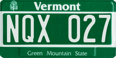 VT license plate NQX027