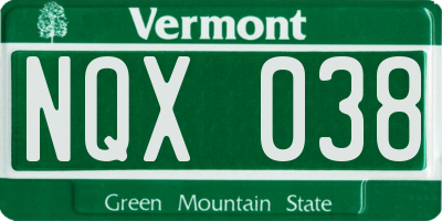 VT license plate NQX038