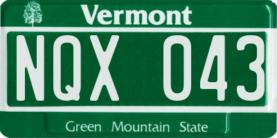 VT license plate NQX043