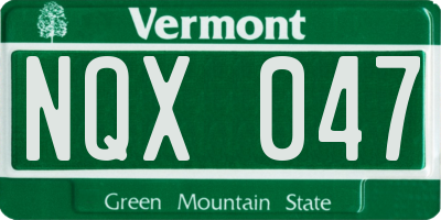 VT license plate NQX047