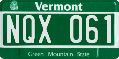 VT license plate NQX061