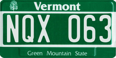 VT license plate NQX063
