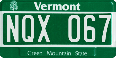 VT license plate NQX067