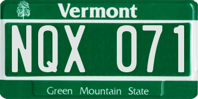 VT license plate NQX071