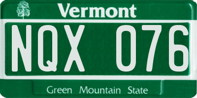 VT license plate NQX076