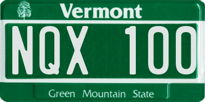 VT license plate NQX100