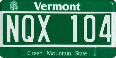 VT license plate NQX104