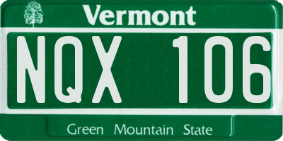 VT license plate NQX106