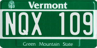 VT license plate NQX109