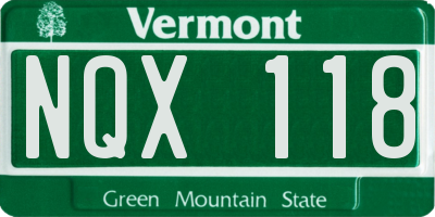VT license plate NQX118