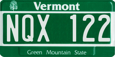 VT license plate NQX122