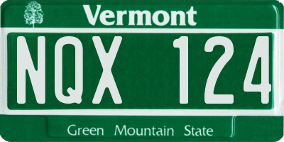 VT license plate NQX124