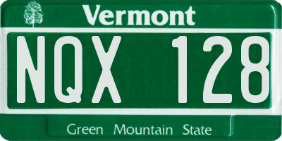 VT license plate NQX128
