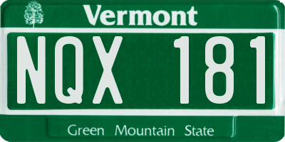 VT license plate NQX181